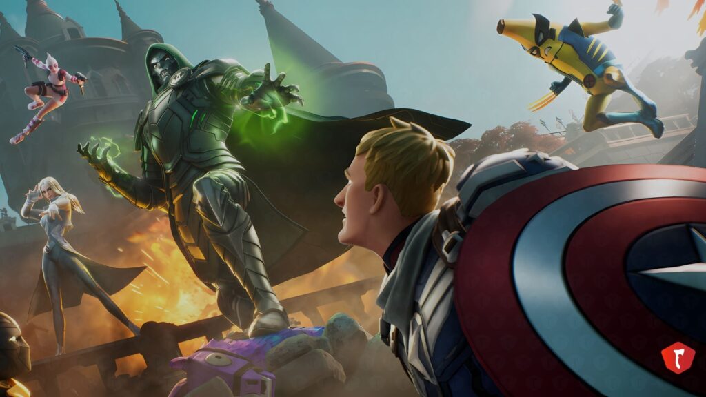 Marvel characters designed for Fortnite's new season fighting one another